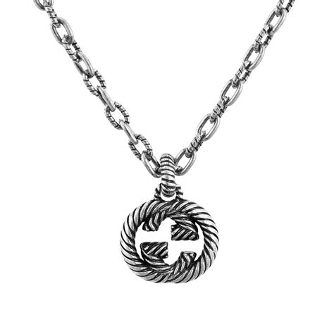 gucci interlocking g|Gucci interlocking g silver necklace.